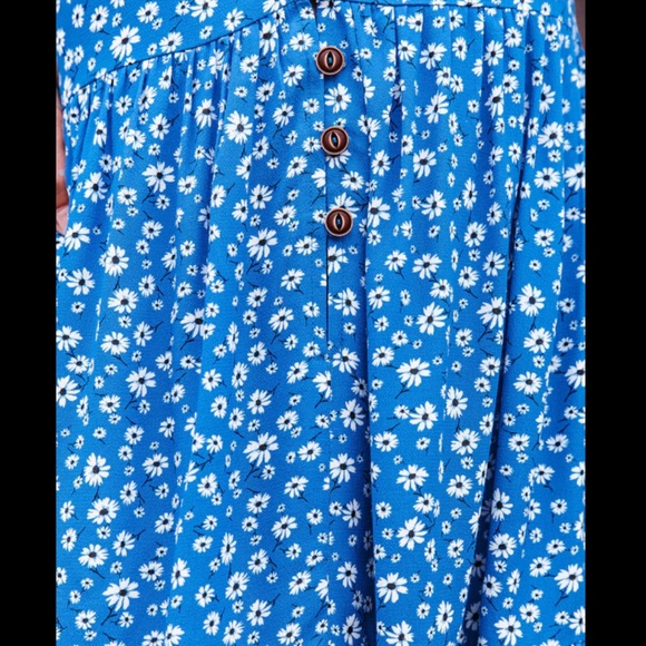 Vici Sky to Moon Deep Dive Button Down Blue Floral Babydoll Dress New - Picture 14 of 14